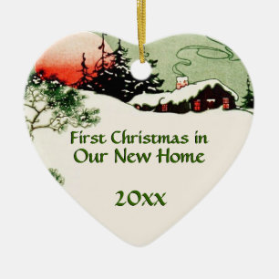 Décoration En Céramique Premier Noël au nouveau coeur de cabine de pays d