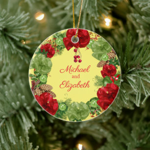 Décoration En Céramique Premier Noël avec la couronne de Noël