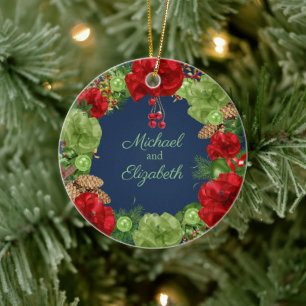 Décoration En Céramique Premier Noël avec la couronne de Noël