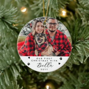 Décoration En Céramique Premier Noël avec Nom de Chien et Photo