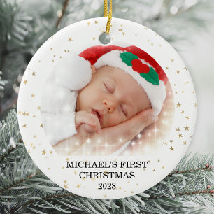 Décoration En Céramique Premier Noël Baby Boy Photo Ornament en céramique