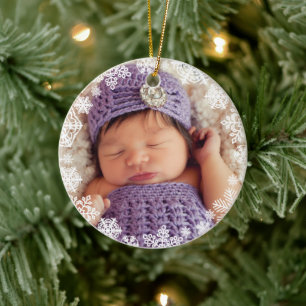Décoration En Céramique Premier Noël Baby Girl Snowflake Cadre photo