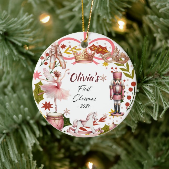 Décoration En Céramique Premier Noël Bébé coquette girly rose (Arbre)