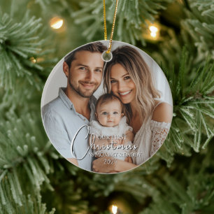 Décoration En Céramique Premier Noël Comme Maman Et Papa Photo Personnalis