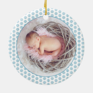 Décoration En Céramique Premier Noël comme parents bleu photo parties scin