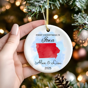 Décoration En Céramique Premier Noël dans l'Ornement de l'Etat de l'Iowa
