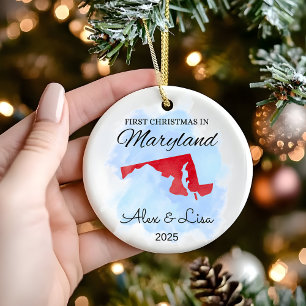 Décoration En Céramique Premier Noël dans l'Ornement de l'État du Maryland