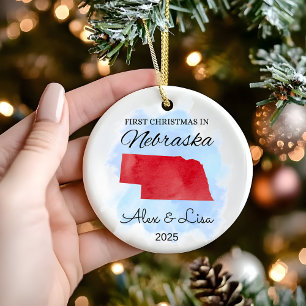 Décoration En Céramique Premier Noël dans l'Ornement de l'Etat du Nebraska