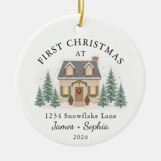 Décoration En Céramique Premier Noël dans une nouvelle maison aquarelle