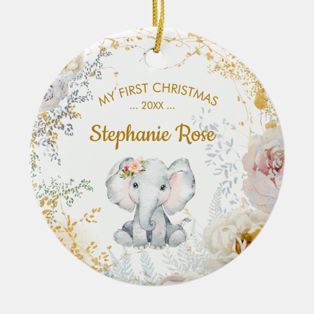 Décoration En Céramique Premier Noël de bébé éléphant (Devant)