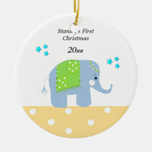 Décoration En Céramique Premier Noël de bébé éléphant indien