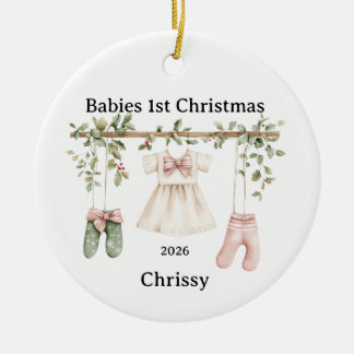 Décoration En Céramique Premier Noël de bébé personnalisable pour fille