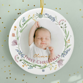 Décoration En Céramique Premier Noël de bébé personnalisé