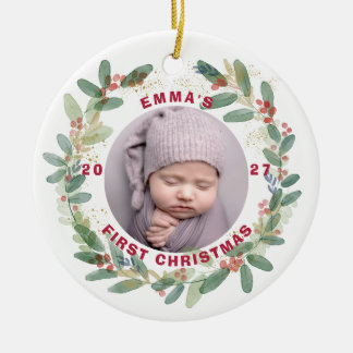 Décoration En Céramique Premier Noël de bébé personnalisé