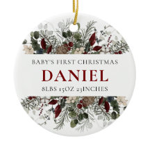 Premier Noël de bébé personnalisé Floral hivernal