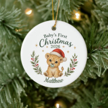 Premier Noël de bébé personnalisé "Lion"