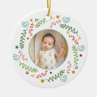 Décoration En Céramique Premier Noël de bébé photo colorée