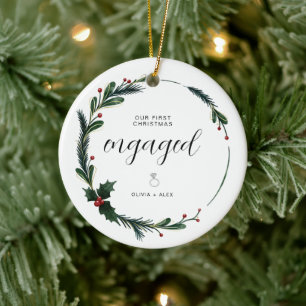 Décoration En Céramique Premier Noël de fiançailles Cadeau de couple perso