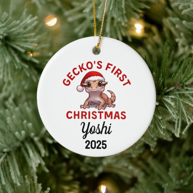 Décoration En Céramique Premier Noël de Gecko à crête 2025 (Arbre)