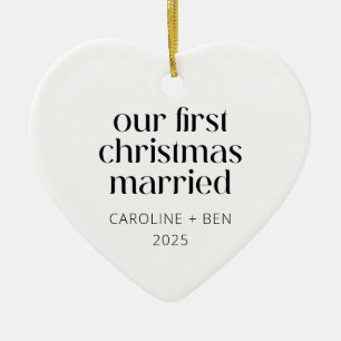 Décoration En Céramique Premier Noël de mariage personnalisé avec photo en