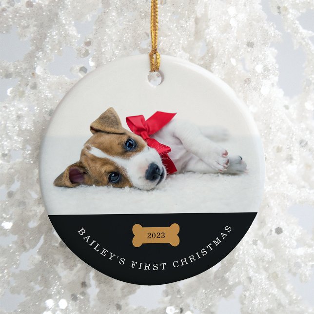 Décoration En Céramique Premier Noël de votre chien | Charbon avec photos (Créateur téléchargé)