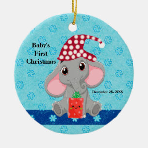Décoration En Céramique Premier Noël du bébé avec l'éléphant en céramique 