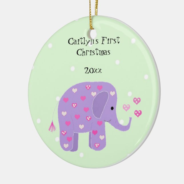 Décoration En Céramique Premier Noël du bébé éléphant pourpre (Gauche)