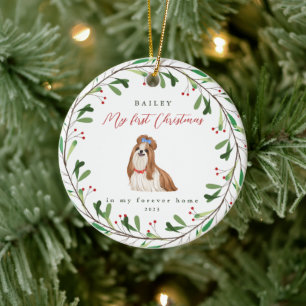 Décoration En Céramique Premier Noël du chien sucré avec nom et année