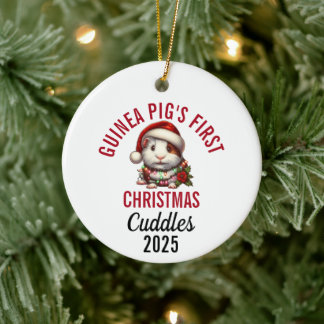 Décoration En Céramique Premier Noël du cochon d'Inde 2025