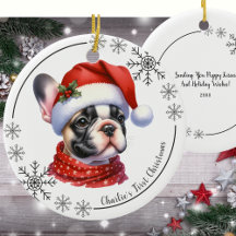 Premier Noël du mignon Bulldog français