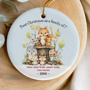 Décoration En Céramique Premier Noël en famille de 7 mignons renards