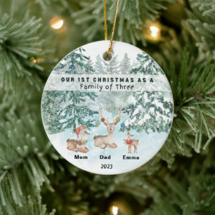 Décoration En Céramique Premier Noël en famille de trois personnalisées
