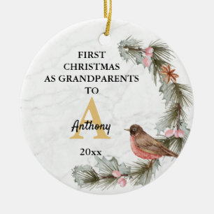 Décoration En Céramique Premier Noël En Grand-Parents À Nom Personnalis