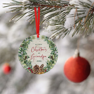 Décoration En Céramique Premier Noël en Grandpa Pine Wreath Birch Photo