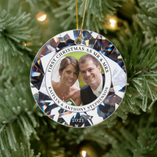 Décoration En Céramique PREMIER NOËL EN TANT QUE M. ET MME Diamond 2 Photo