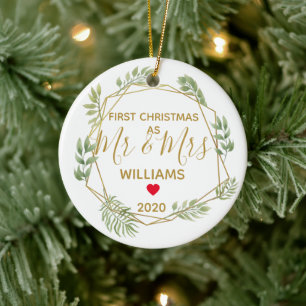 Décoration En Céramique premier Noël en tant que m. et mme photo mariage