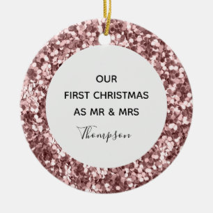 Décoration En Céramique Premier Noël en tant que M. et Mme Rose Parties sc