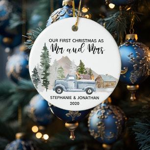 Décoration En Céramique Premier Noël en tant que M. et Mme Truck Rustic