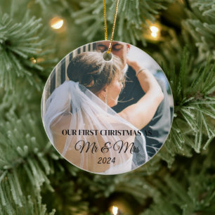 Décoration En Céramique Premier Noël en tant que mariés avec photo personn