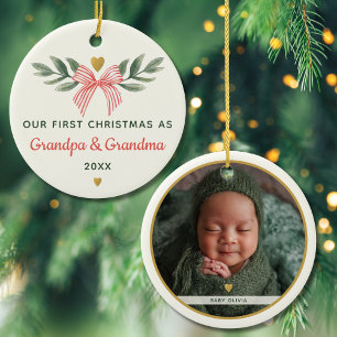 Décoration En Céramique Premier Noël en tant que photo de bébé grand-mère