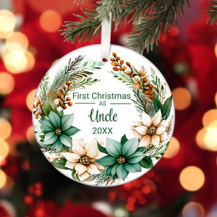 Décoration En Céramique Premier Noël en tant qu'Oncle White Green Poinsett