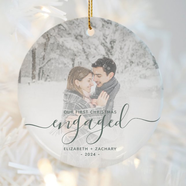 Décoration En Céramique Premier Noël Engagé Photo Green Script (Créateur téléchargé)