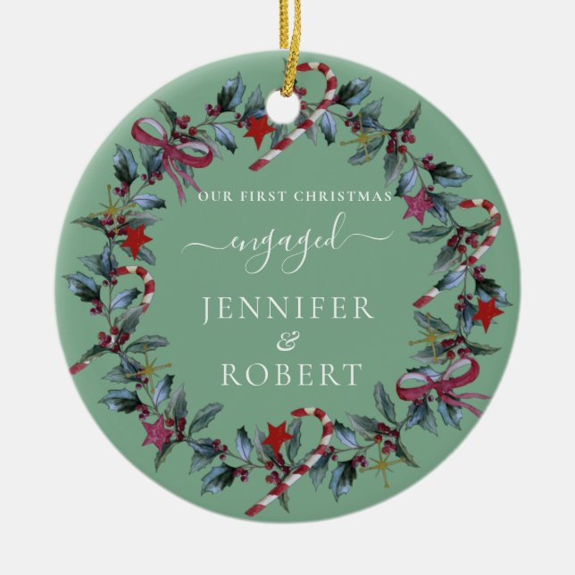 Décoration En Céramique Premier Noël Engagé Sage Green Wreath (Devant)