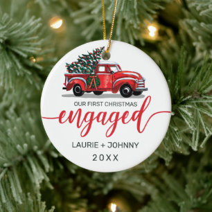 Décoration En Céramique Premier Noël engagé Vintage Camion Rouge Monogramm
