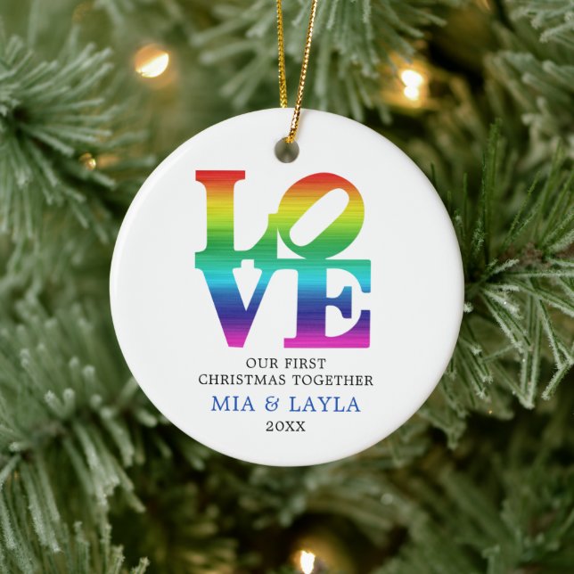Décoration En Céramique Premier Noël ensemble Amour arc-en-ciel personnali (Arbre)