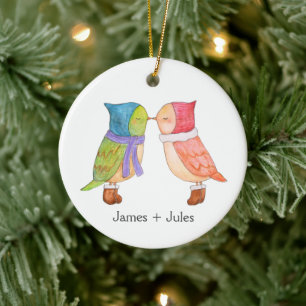 Décoration En Céramique Premier Noël ensemble mignons Lovebirds Custom