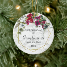 Premier Noël Grand-parents Poinsettia Pine Photo