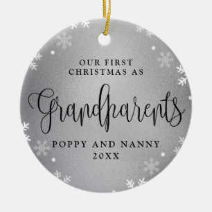 Décoration En Céramique Premier Noël grand-parents Silver Photo Keepsaké