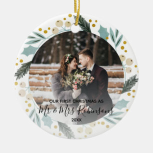 Décoration En Céramique Premier Noël Marié en tant que Mr & Mrs Photo Mode