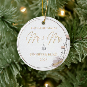 Décoration En Céramique Premier Noël Marié M. et Mme Noël